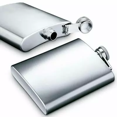 Hip Flask Stainless Steel Pocket Whiskey Vodka Drink Holder Case Gift 4 6 7 8 OZ • £4.99