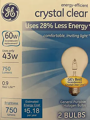 2 GE 60-Watt Clear Old Style A19 Light Bulbs W/ Medium Base - Made In Hungary • $9.79