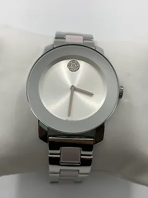 Movado Bold Quartz Silver Dial Two Tone Steel And Ceramic Ladies Watch 3600702 • $219.95