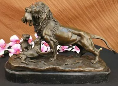 Vintage Victorian Bronze Repousse LION With Cubs  Desk Top Trophy Sculpture Deal • $299.40