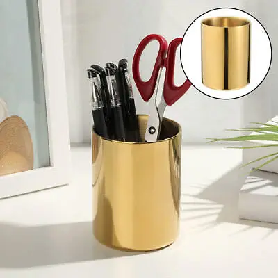 Pen Holder Cylinder Makeup Brush Cup Round Stationery Pen Pot Container Vase • £11.41