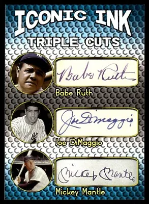 Iconic Ink Triple Cuts Babe Ruth Joe DiMaggio Mickey Mantle Facsimilie Autos • $4.99