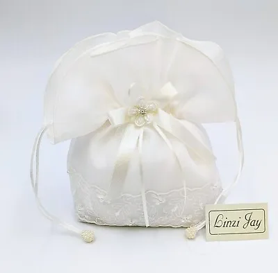 NEW Linzi Jay Ivory Organza & Lace Dolly Bag / Flower Girl / Holy Communion • £11.99