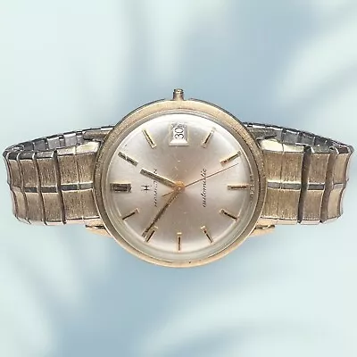 Vintage MCM 1960s Hamilton Gold Face Automatic Wristwatch Date Adjust 10K RGP • $169.99