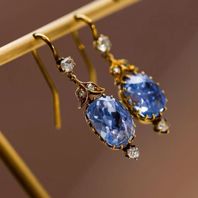 $115.50 • Buy 18Ct Oval Tanzanite Checker-cut Drop Dangle Women Earring 14K Yellow Gold Plated