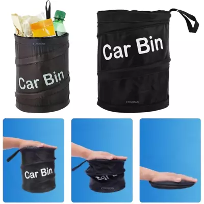 Car Bin Pop Up Black Storage Dustbin Foldable Travel Mini Rubbish Waste Basket • £3.99