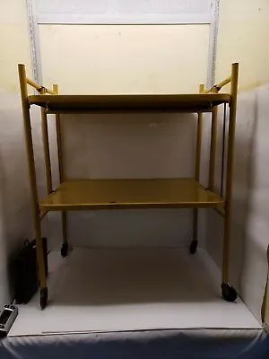 $69.99 • Buy Vintage Metal Kitchen Cart, Versa-Table, Folding Shelves, Mustard Yellow 