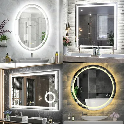 5-Style Smart LED Bathroom Mirror Wall Mounted Dimmable Anti-Fog Makeup Mirror • $119.92