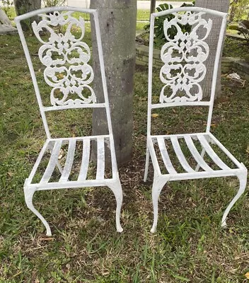 Pair Of  White Metal European Garden Chairs Late 19th Century • $1880