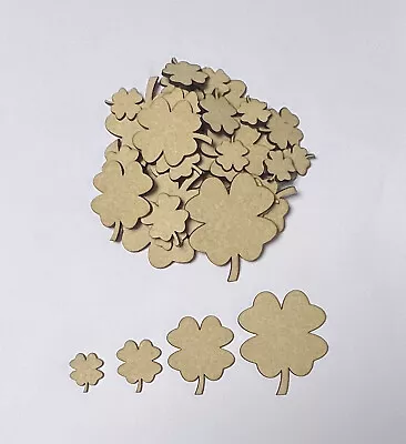 Wooden MDF Four Leaf Clover Craft Blanks Craft Shape Embellishments • £2.75