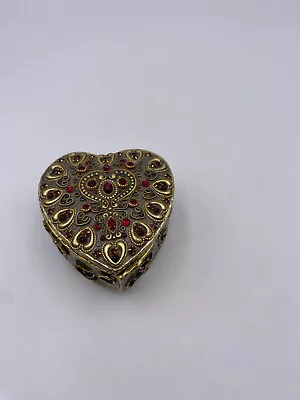 Vintage Michal Golan Signed Metal Heart Jewelry Trinket Box • $50