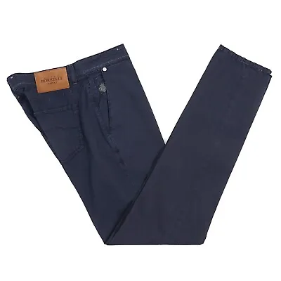 Luigi Borrelli Navy Blue Lightweight Cotton-Linen 5-Pocket Pants 34 NWT Jeans • $175