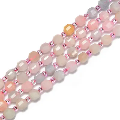 Morganite Prism Cut Double Point Faceted Round Beads Size 6mm 15.5'' Strand • $11.24