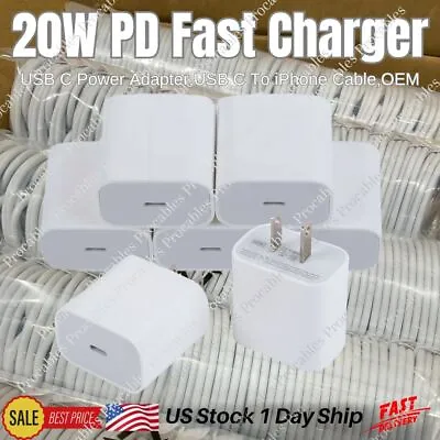 Bulk Lot For IPhone 14 13 12 11 20W Power Block USB Type-C Fast Charger PD Cable • $365.31