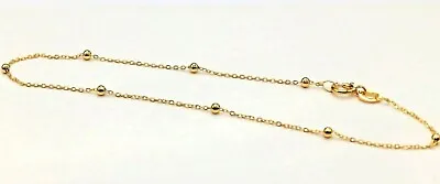 £42.75 • Buy 9ct Gold Bracelet Ankle 10 Inch Flat Trace Bead Ball Chain