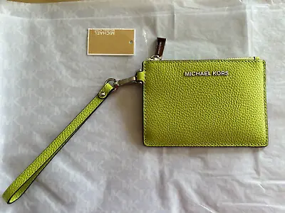 Nwt Michael Kors Jet Set Small Leather Coin Purse Brt Limeade $78 • $44.95