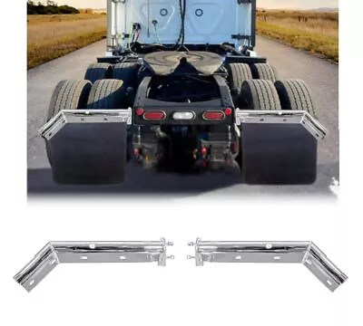 28  Chrome Angled Spring Loaded Mud Flap Hanger Bracket Set 2-1/2  Bolt Spacing • $95.99