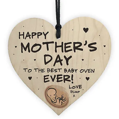 Mothers Day Gift From Bump Wood Heart Best Baby Oven Mum To Be Gifts Keepsake • £3.99