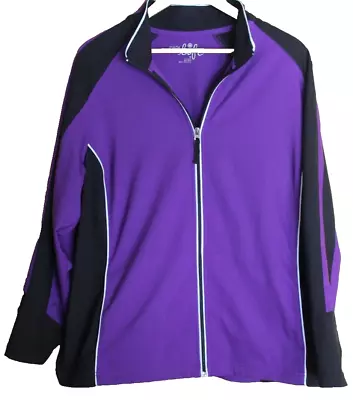 Made For Life Purple/Black Lightweight Full Zip Jacket - 1X  EUC • $19.99