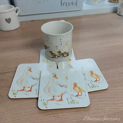 £3.99 • Buy Set Of 4 The Country Life Duck Design Coasters Water Coloured Inspired Print