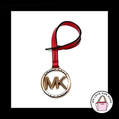 New Michael Kors Bright Pink Leather Strap Brass Fob Bag Charm Keychain Hang Tag • $16.99