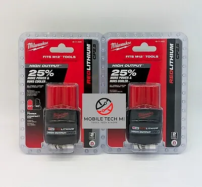 Milwaukee M12 CP2.5 2.5Ah 12V HIGH OUTPUT 2 Pack X2 Battery (48-11-2425) OEM • $69.98