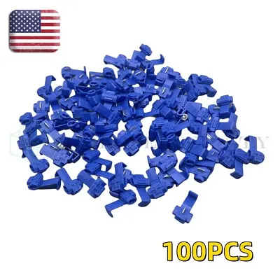 100 X Blue Electrical Cable Connectors Quick Splice Lock Wire Terminals Crimp US • $6.69