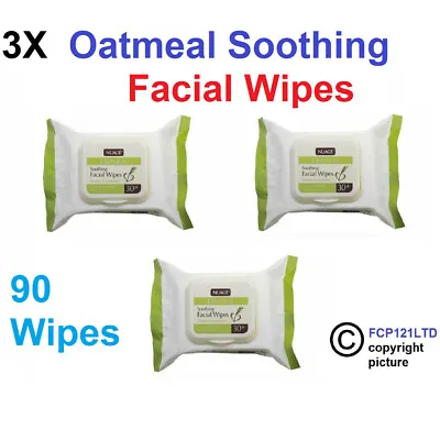 £8.90 • Buy Oatmeal Soothing Cleansing Moisturising Face Wipes For Sensitive Skin X 3 New