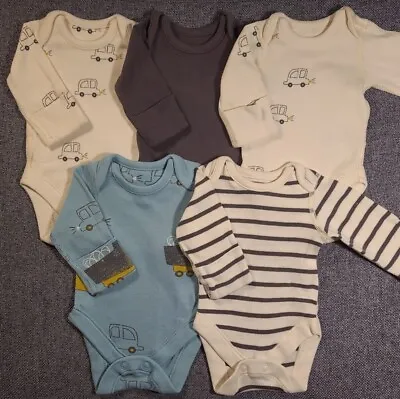 £4 • Buy M&S Newborn Baby Boy Vest Bundle 7lb Matching Bodysuit Set Cars Transport (451) 