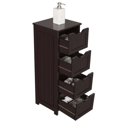 $63.64 • Buy Wooden Storage Cabinet Organizer With 4 Drawers For Bathroom, Espresso