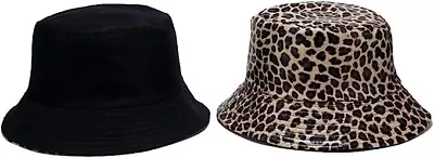 Tough Outfitters Leopard Print & Black Reversible Bucket Fishermans Hat Gilligan • $14