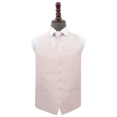 Mens Waistcoat & Tie Set Plain Shantung Formal Wedding Tuxedo Vest By DQT • £21.99