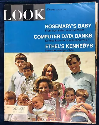 1968 Look Magazine: Ethel Kennedy With Grandchildren/Rosemary's Baby/Computers • $4