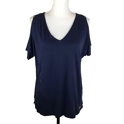 Michael Michael Kors Womens Cold-Shoulder Blouse Top Medium True Navy NWT • $24.99