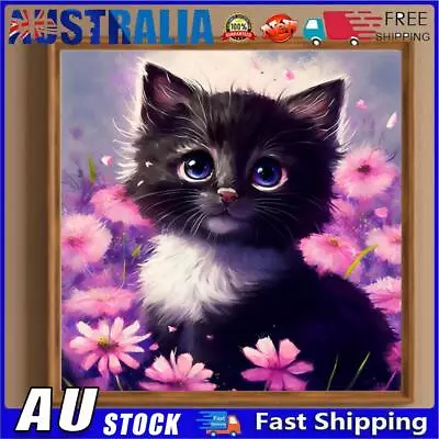 AU 5D DIY Full Round Drill Diamond Painting Flower And Black Cat Home Decor 30x3 • $9.99