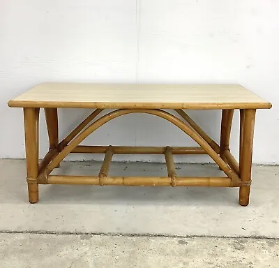 Vintage Coastal Bamboo Coffee Table • $195