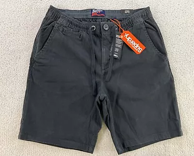 Superdry Sun Scorched Chino Shorts Washed Black Drawstring 7.5” Mens Small/30” • $32.39