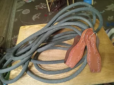 Hackamore Reins Nylon Mecate Leather Slobber Straps 23 Ft • $15