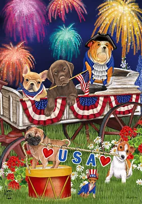 Usa Dog July American Patriotic Puppy Fireworks Mini Window Garden Yard Flag Nw • $8.97