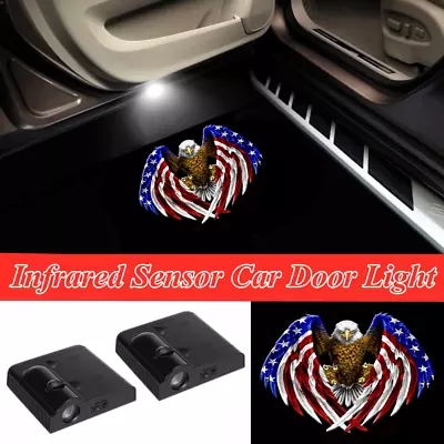 2x US Eagle American Flag Logo Car Door LED Welcome Laser Projector Shadow Light • $18.99