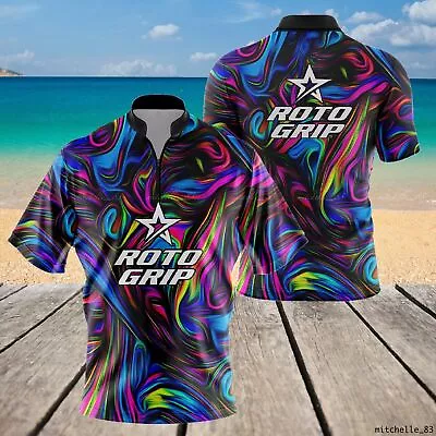 SALE Roto Grip Psychedelic Swirl Quick Zip Bowling Jersey Size S-5XL • $9.90