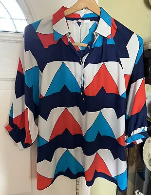 Alice & Trixie Colorblock Silk 3/4 Sleeve Blouse Shirt Top Sz S • $28