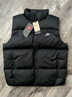 Nike Sportswear Club PrimaLoft PUFFER Down Vest Black White Logo Tech Men Sz L • $99.95