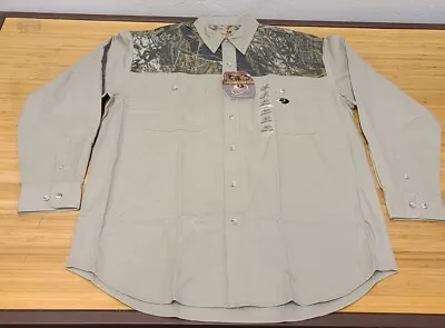 Mossy Oak Men’s LS Ridgeline Shirt Camo Khaki Hunting Button Up Shirt Men’s XL • $29.99