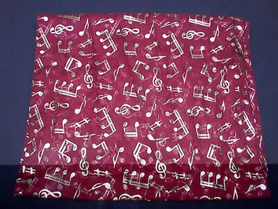 Treble Clef & Music Notes Gold/silver Reversible Burgundy Scarf • £5.99