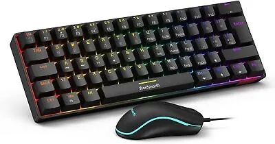 Gaming Keyboard & Mouse Set UK Layout Wired Mechanical Keyboard With LED Backlit • £29.51