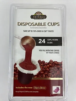 Fill N Brew Coffee Disposable Cups Filters & Lids Keurig K Cup Compatible 24 Pc • $9.80