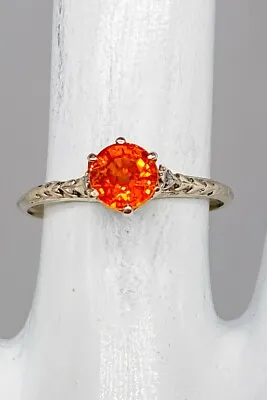 $265 • Buy Estate $2400 1.25ct Natural Padparadscha Sapphire 14k White Gold Wedding Ring
