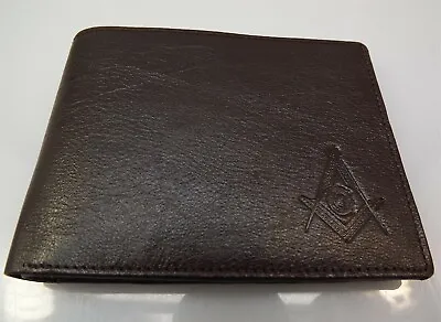 New Genuine Sheepskin Leather BROWN Masonic Freemason Embossed WALLET • $29.95