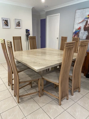$999 • Buy Marble Square Dining Table With 8 Chairs
